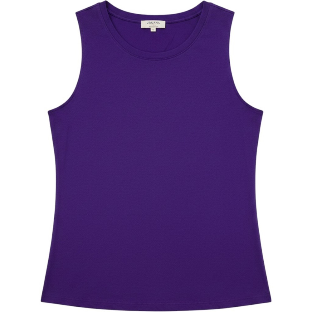 Zenana Womens Royal Blue Sleeveless Tank Top Crew Neck Basic Jersey Shirt L